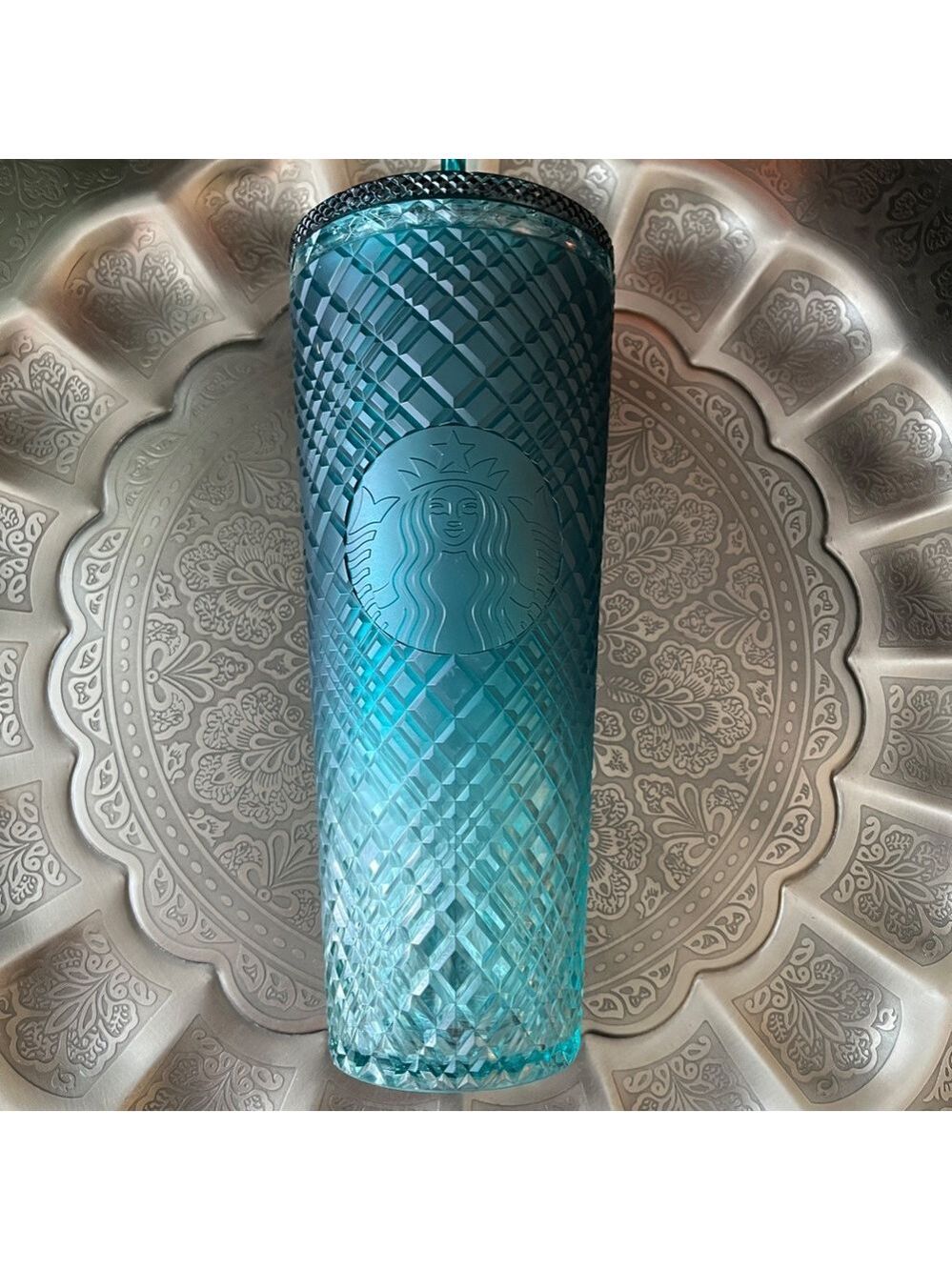 STARBUCKS 2023 24 oz Green Ombre Jeweled Tumbler - Picture 8 of 8